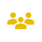 pictogramme avec trois personnes en jaune